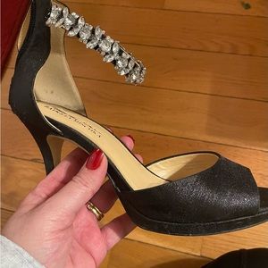 Size 8 black and rhinestone heels
